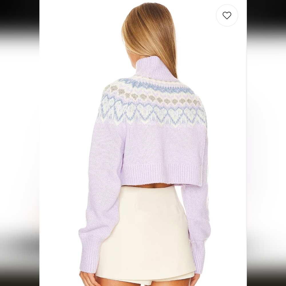 MAJORELLE X Revolve Tamera Fairisle Sweater in Purple & Blue Crop NWT  Size S - Picture 3 of 8